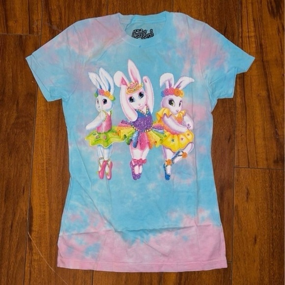 Lisa Frank Dancing Ballerina Bunnies Juniors Tie Dye Shirt Small EUC - Picture 1 of 3